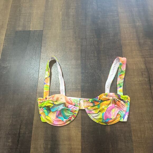 Apres June Celine Ruched Underwire Watercolor Bikini Top Size Large - Picture 3 of 9